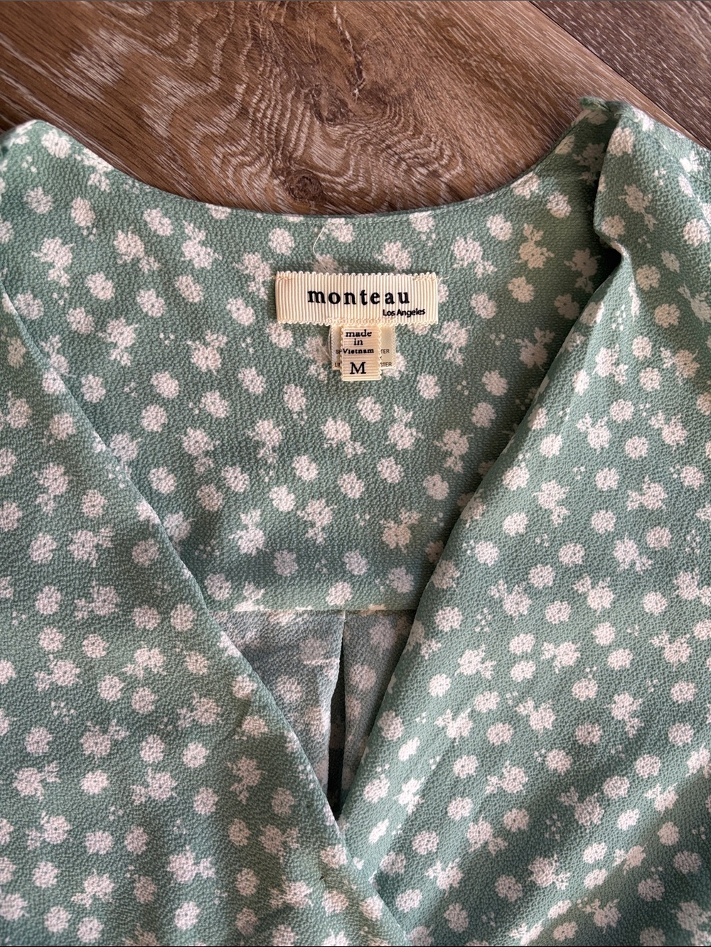 Monteau Mint Green Floral Wrap Midi Dress - Picture 2 of 3